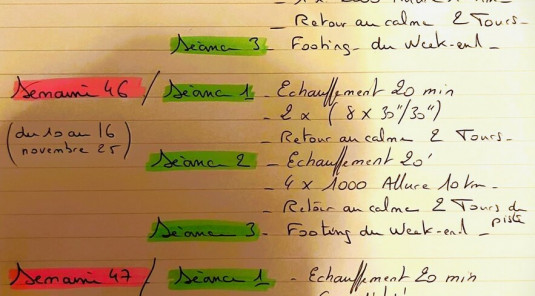 Plan d'entrainement S45 à S48